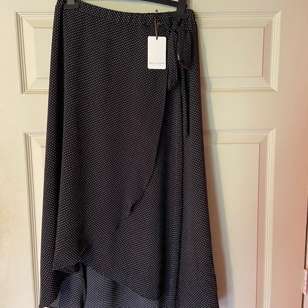 High-Waisted Midi Polka Dot Skirt